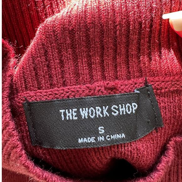 The Work Shop Burgundy Mock Neck Long Sleeve High Low Sweater S - Picture 7 of 11